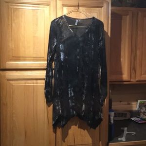 Semi-sheer velvet top.